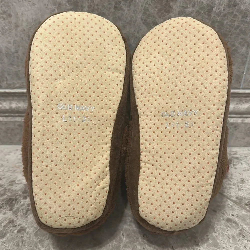 Old Navy Faux-Fur Reindeer Slippers For Kids Size 1-2